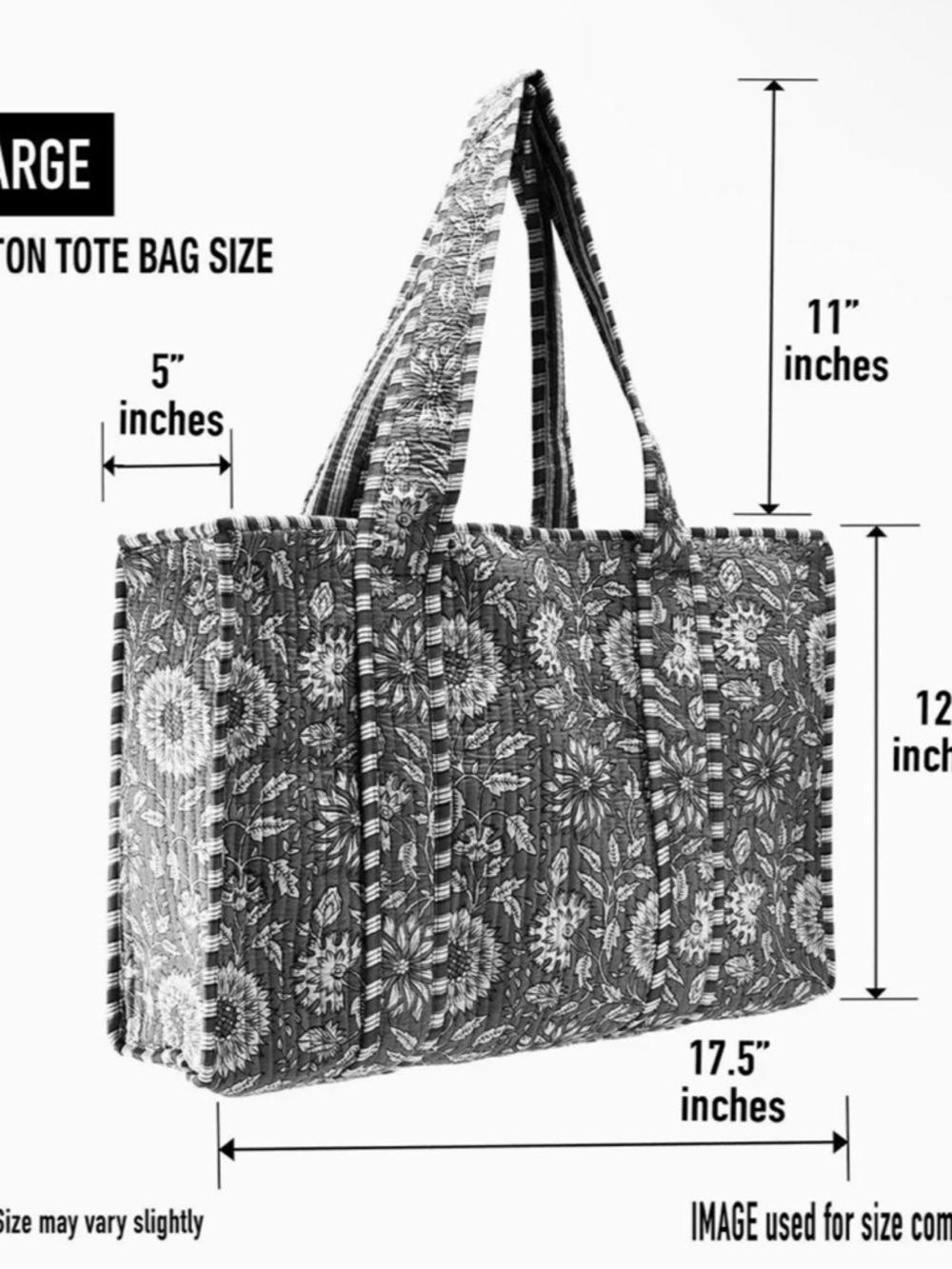 100% Cotton Handmade Floral Beach Tote Bag Large Summer Coastal Vacation Resort - Picture 3 of 5